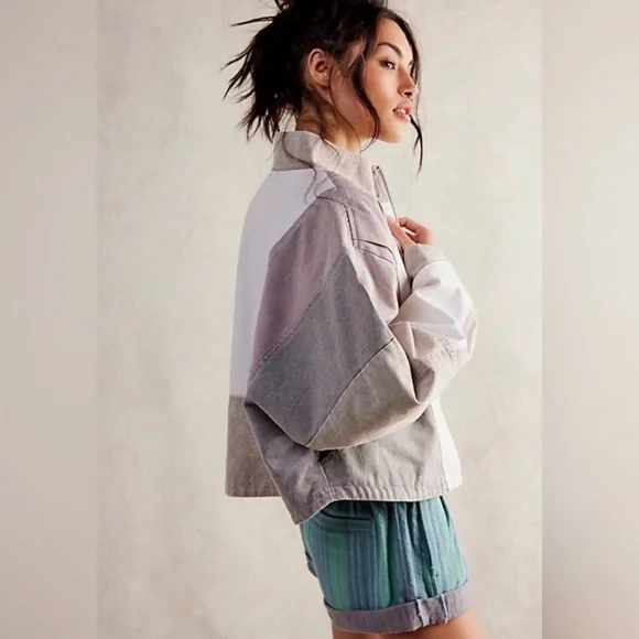 Free People We The Free Toni Pieced Jacket Medium Lavender Combo NWT - Picture 3 of 7